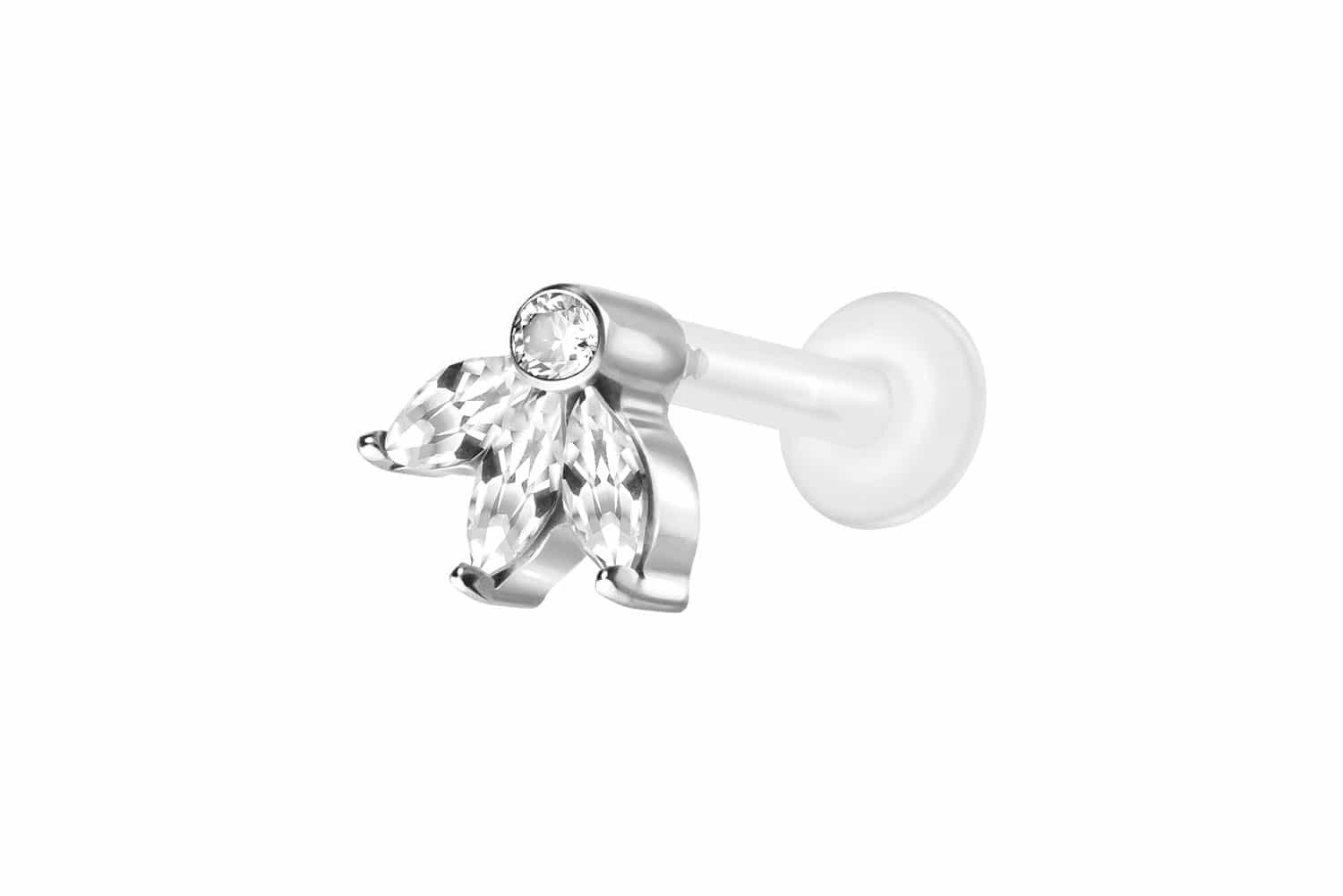 PTFE Labret Piercing mit Innengewinde + Titan-Aufsatz LOTUSBLÜTE